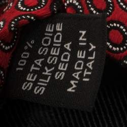 Pre Owned Ermenegildo Zegna Red Geometric Patterned Silk Tie