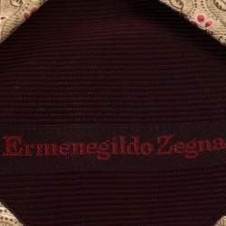 Pre Owned Ermenegildo Zegna Disegno Esclusivo Cream Floral Patterned Silk Traditional Tie