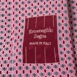Pre Owned Ermenegildo Zegna Pink Geometric Patterned Silk Tie