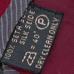 Pre Owned ربطة عنق إرمنيجيلدو زينيا جاكار حرير عنابي مخطط بخطوط مائلة 