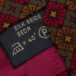 Pre Owned Ermenegildo Zegna Multicolor Floral Motif Silk Tie