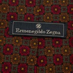 Pre Owned Ermenegildo Zegna Multicolor Floral Motif Silk Tie