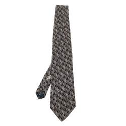 Ermenegildo Zegna Dark Grey Floral Print Silk Tie