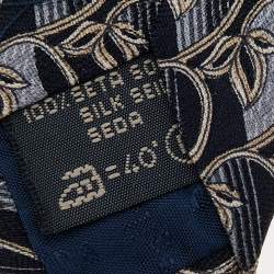 Ermenegildo Zegna Dark Grey Floral Print Silk Tie