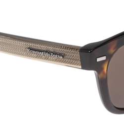 Ermenegildo Zegna Brown EZ 0028FN Tortoise Shell Square Sunglasses