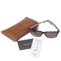 Ermenegildo Zegna Brown EZ 0028FN Tortoise Shell Square Sunglasses