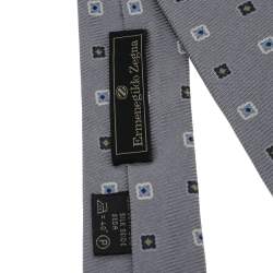 Pre Owned ربطة عنق ايرمنيجيلدو زينيا حرير رصاصي مزخرف حليات موردة