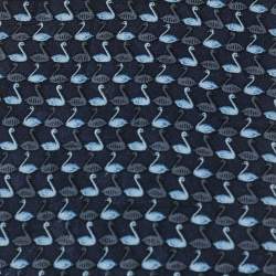 Pre Owned Ermenegildo Zegna Blue Swan Print Silk Tie