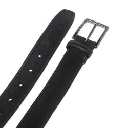 مملوكة مسبقًا Ermenegildo Zegna Black Suede and Leather Buckle Belt 105CM