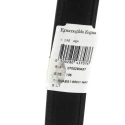مملوكة مسبقًا Ermenegildo Zegna Black Suede and Leather Buckle Belt 105CM