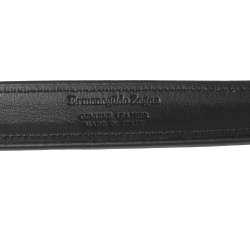 مملوكة مسبقًا Ermenegildo Zegna Black Suede and Leather Buckle Belt 105CM