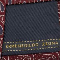 مملوكة مسبقًا Ermenegildo Zegna Burgundy Paisley Jacquard Silk Tie