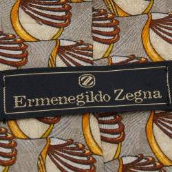 Pre Owned Ermenegildo Zegna Vintage Grey Jacquard Silk Tie