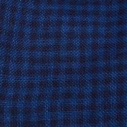 Pre Owned Ermenegildo Zegna Blue Gingham Check Linen Blend Scarf