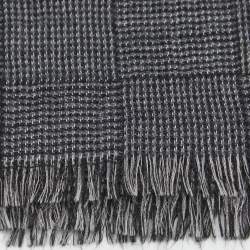 Pre Owned Ermenegildo Zegna Grey Basket Weave Check Cashmere Scarf