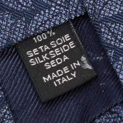 Pre Owned Ermenegildo Zegna Blue Leaf Motif Jacquard Silk Tie
