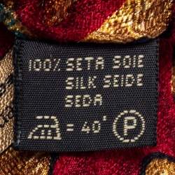 Pre Owned Ermenegildo Zegna Burgundy Flower Pattern Jacquard Silk Tie