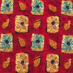 Pre Owned Ermenegildo Zegna Burgundy Flower Pattern Jacquard Silk Tie