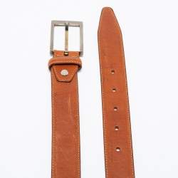 Pre Owned Ermenegildo Zegna Brown Leather Buckle Belt 115 CM