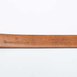 Pre Owned Ermenegildo Zegna Brown Leather Buckle Belt 115 CM