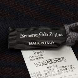 Pre Owned Ermenegildo Zegna Dark Blue & Burgundy Striped Cashmere Scarf