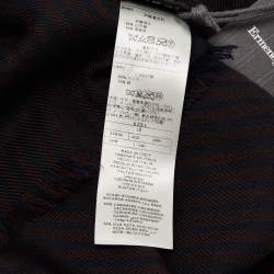 Pre Owned Ermenegildo Zegna Dark Blue & Burgundy Striped Cashmere Scarf