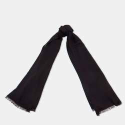 Pre Owned Ermenegildo Zegna Dark Blue & Burgundy Striped Cashmere Scarf