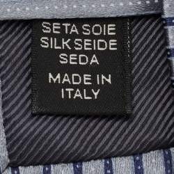 Ermenegildo Zegna Grey & Blue Striped Silk Tie