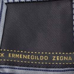 Ermenegildo Zegna Grey & Blue Striped Silk Tie