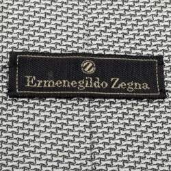 Pre Owned Ermenegildo Zegna Silver Patterned Silk Tie