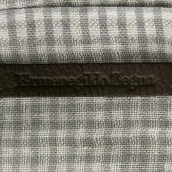 Ermenegildo Zegna Grey Houndstooth Wool Blend Scarf