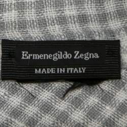 Ermenegildo Zegna Grey Houndstooth Wool Blend Scarf