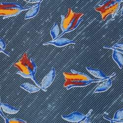 Pre Owned Ermenegildo Zegna Blue Floral printed Silk Traditional Tie