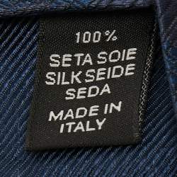 Pre Owned Ermenegildo Zegna Navy Blue Floral Patterned Silk Tie