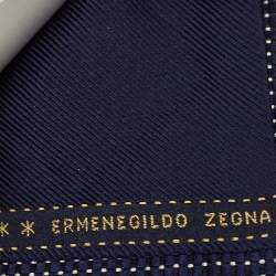 Pre Owned Ermenegildo Zegna Navy Blue Patterned Silk Tie