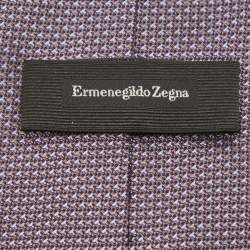 Pre Owned Ermenegildo Zegna Purple Patterned Silk Tie