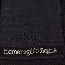 Pre Owned Ermenegildo Zegna Black Patterned Silk Tie