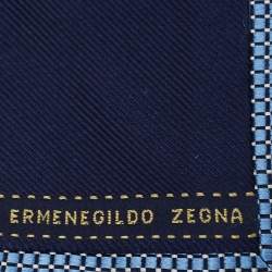 Pre Owned Ermenegildo Zegna Blue Patterned Silk Tie