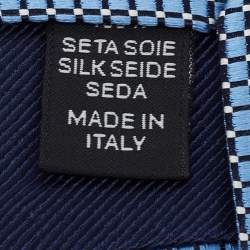 Pre Owned Ermenegildo Zegna Blue Patterned Silk Tie