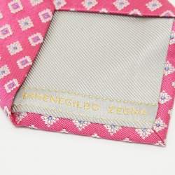 Pre Owned Ermenegildo Zegna Pink Silk Jacquard Tie 