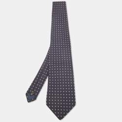 Ermenegildo Zegna Vintage Navy Blue Paisley Silk Jacquard Traditional Tie