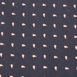 Ermenegildo Zegna Vintage Navy Blue Paisley Silk Jacquard Traditional Tie