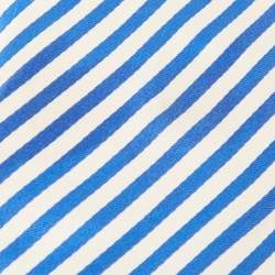 مملوكة مسبقًا Ermenegildo Zegna White/Blue Striped Silk Satin Tie