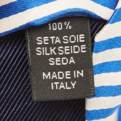 مملوكة مسبقًا Ermenegildo Zegna White/Blue Striped Silk Satin Tie