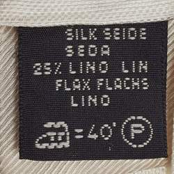 Ermenegildo Zegna Off White Striped Silk and Linen Tie