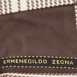 Ermenegildo Zegna Brown/Cream Striped Silk Tie