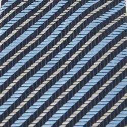Ermenegildo Zegna Premium Navy Blue Diagonal Striped Silk Tie