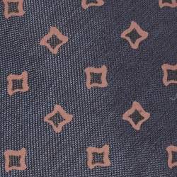 Pre Owned Ermenegildo Zegna Navy Blue Print Silk Tie
