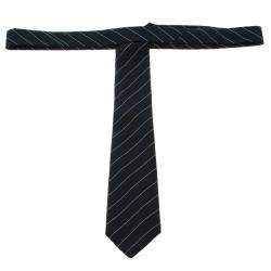 Pre Owned Ermenegildo Zegna Navy Blue Textured Striped Silk Tie