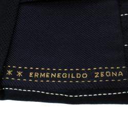 Pre Owned Ermenegildo Zegna Navy Blue Textured Striped Silk Tie